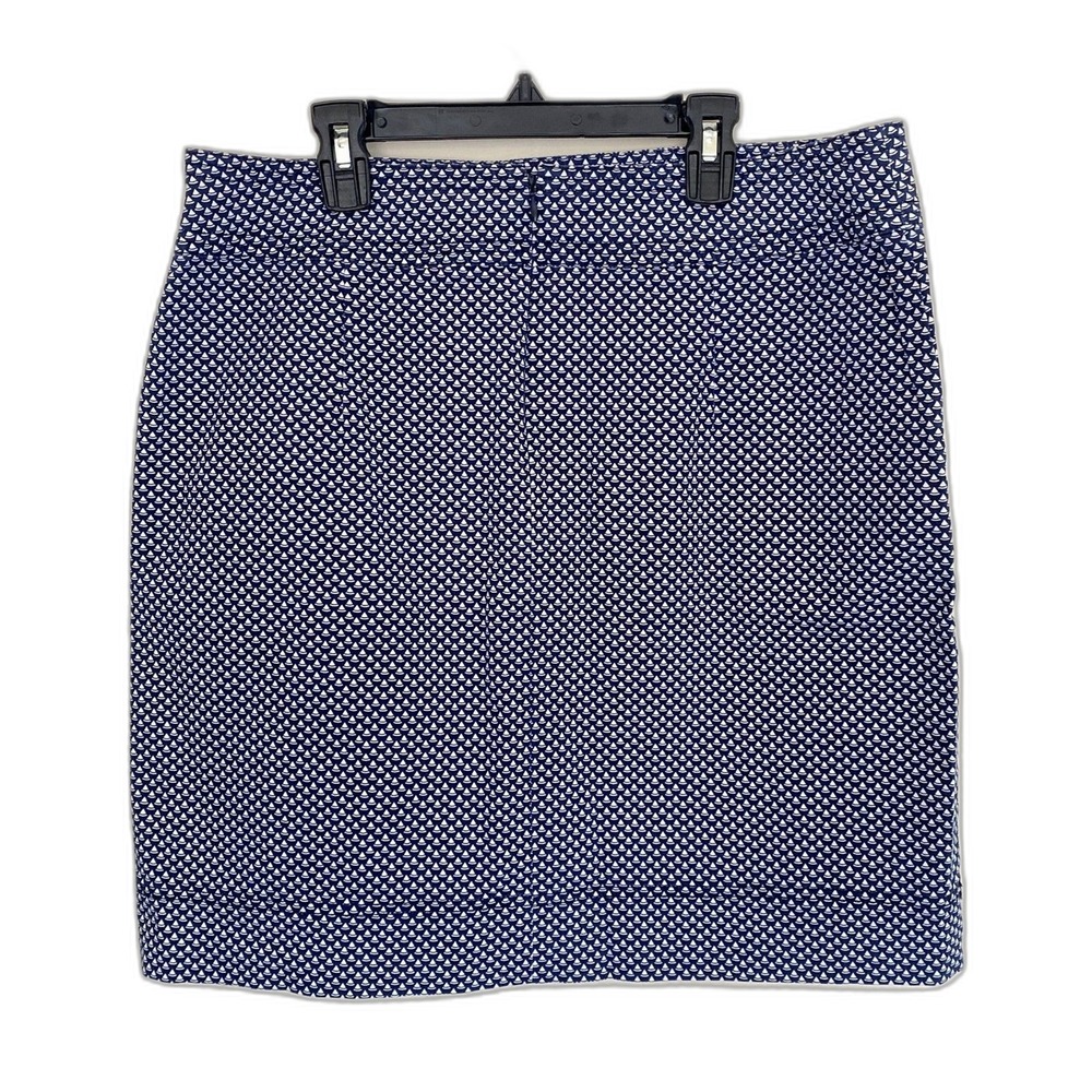 Talbots Outlet Fitted Mini Skirt Navy Blue Sailboat Print Nautical‎ Size 12